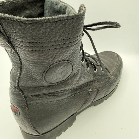 Polo Ralph Lauren Ranger Tumbled Leather Combat Boot Black Alt 11 D - Picture 2 of 14